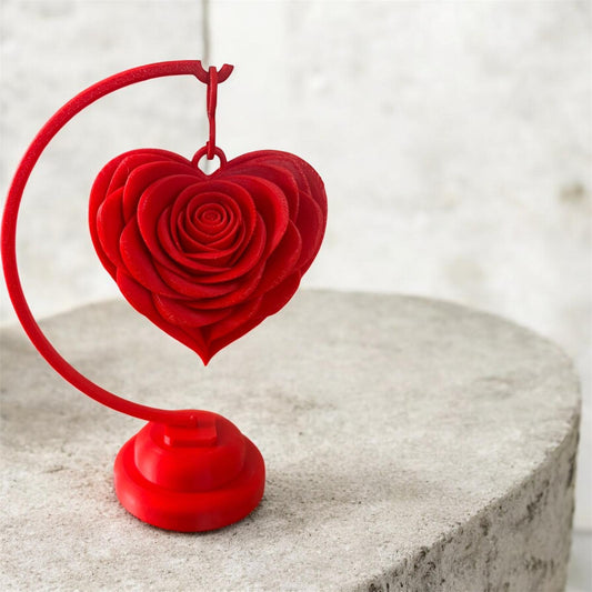 🖤 Produit : Cœur fleuri suspendu – Impression 3D