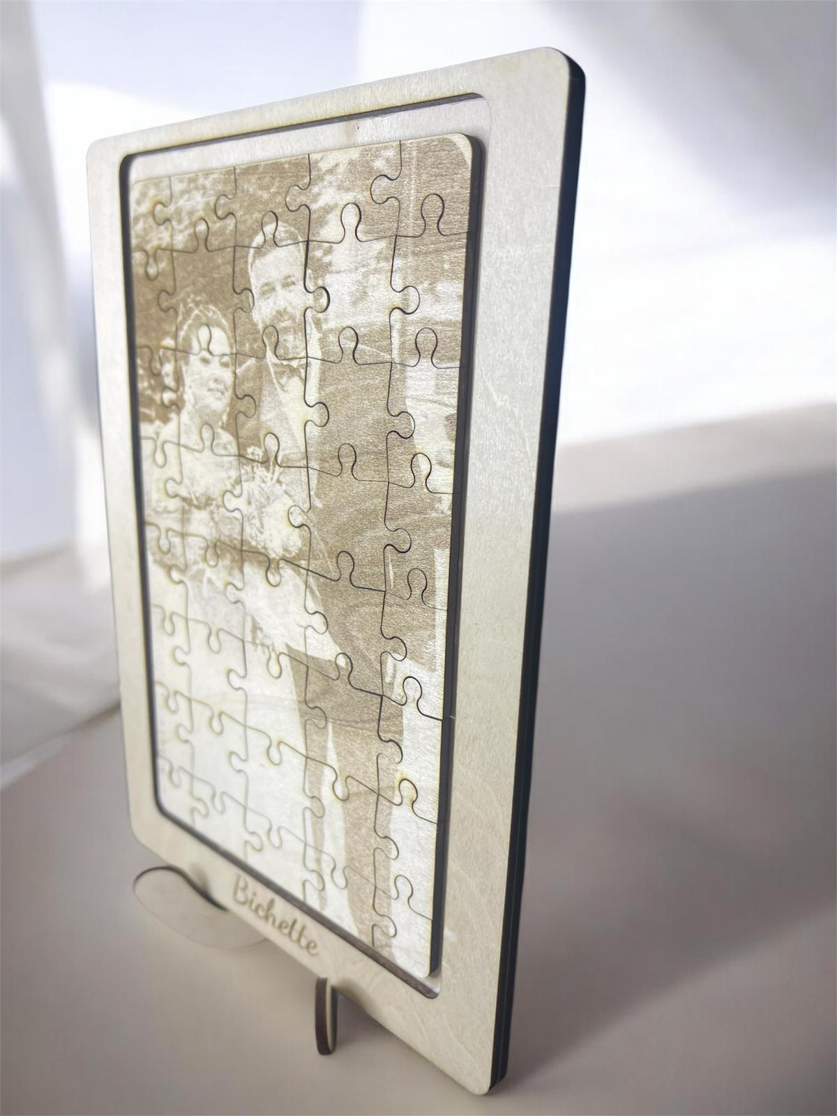 Cadre puzzle photo personnalisé en bois
