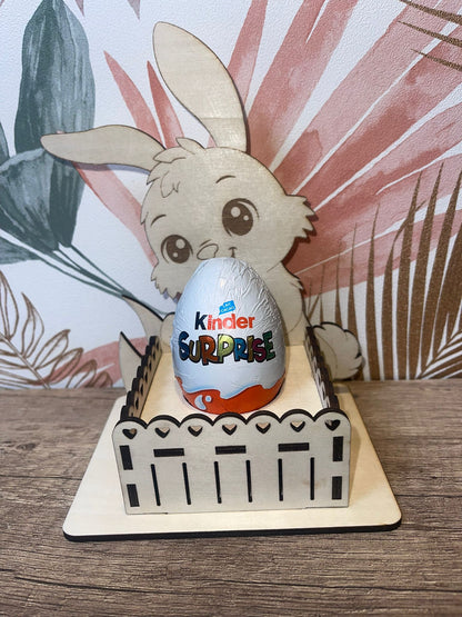 Support Lapin de Pâques en Bois pour Œuf Kinder