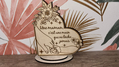 Décoration bois cœur – Message Maman
