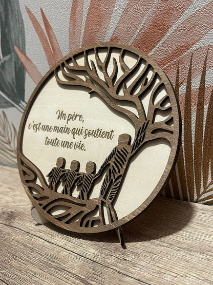 Cadre bois Arbre de Vie – Maman ou Papa, citation personnalisable