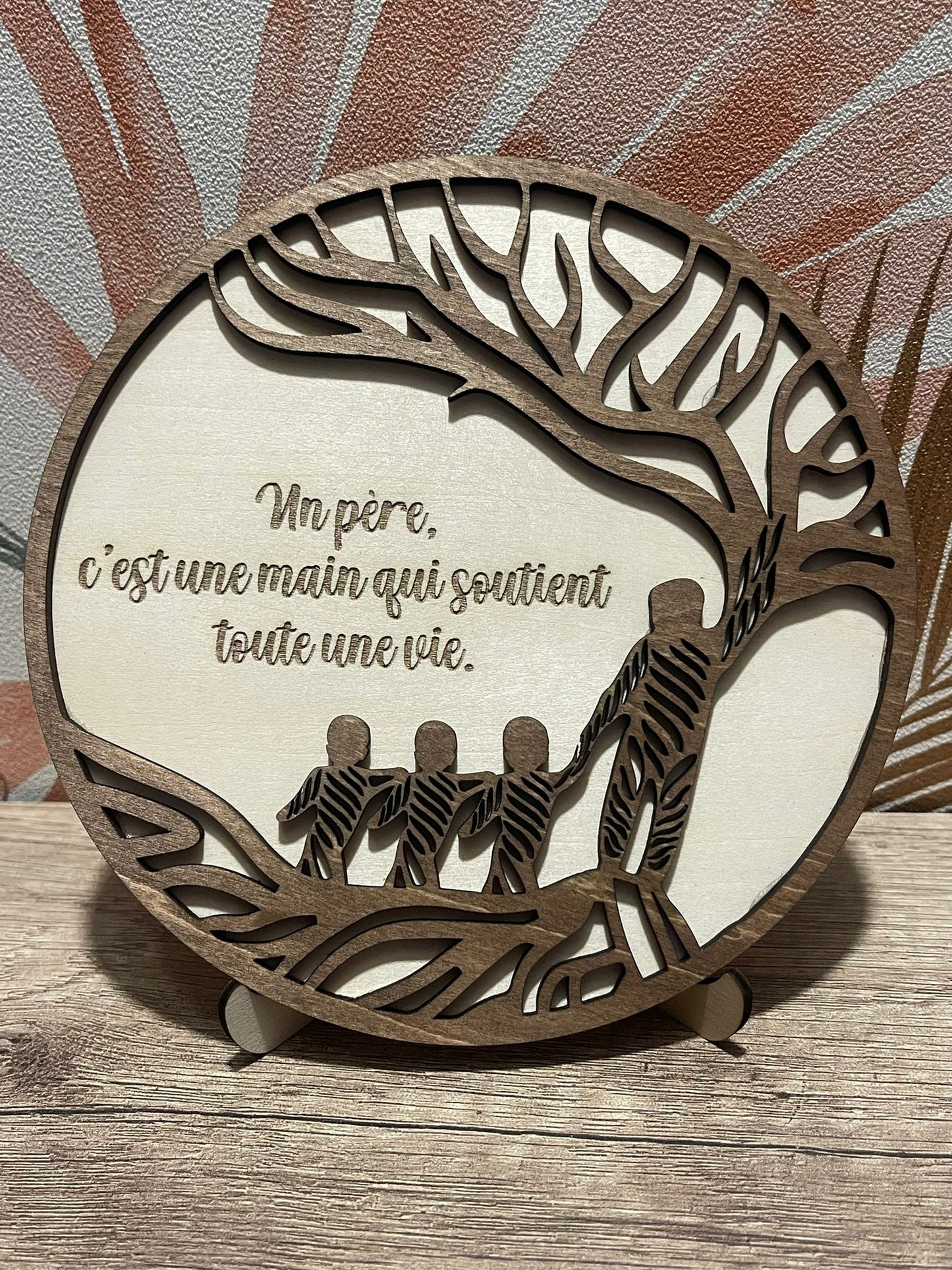 Cadre bois Arbre de Vie – Maman ou Papa, citation personnalisable