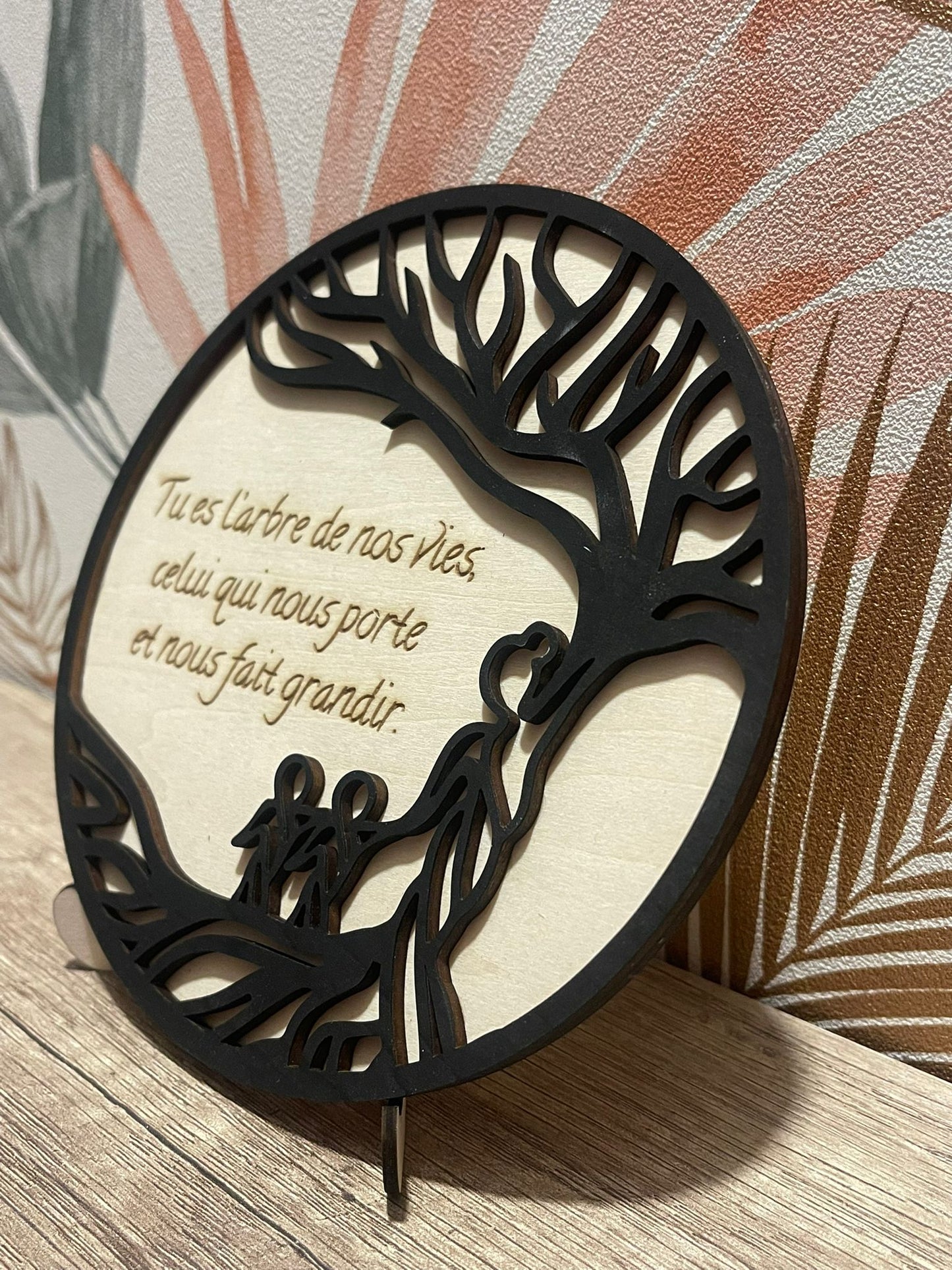 Cadre bois Arbre de Vie – Maman ou Papa, citation personnalisable