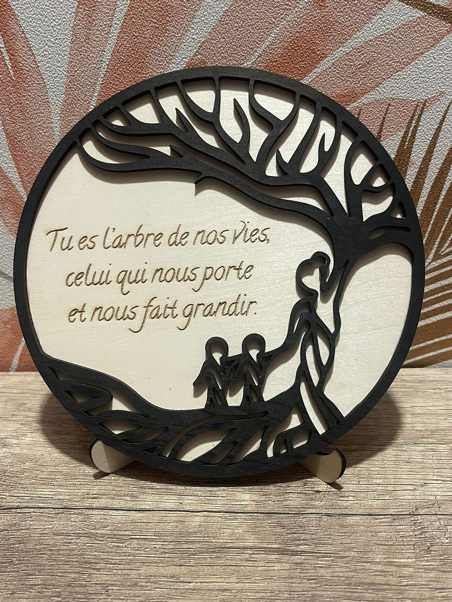 Cadre bois Arbre de Vie – Maman ou Papa, citation personnalisable
