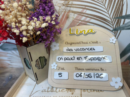 Tableau d'événements personnalisé pour enfant – Prénom acrylique